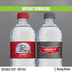 Planes Birthday Bottle Labels or Napkin Rings 